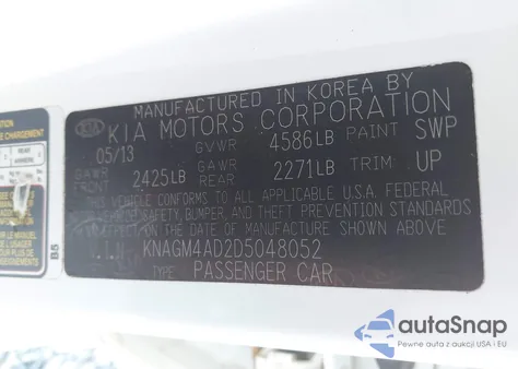 2013 Kia Optima Hybrid Ex из США, поврежденный, VIN KNAGM4AD2D5048052